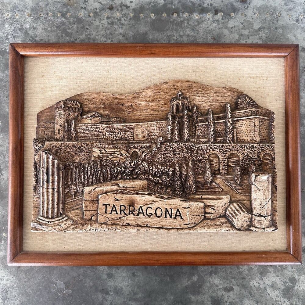 Tarragona Spain 3D Relief Vintage Wall Art Plaque Framed 12x10